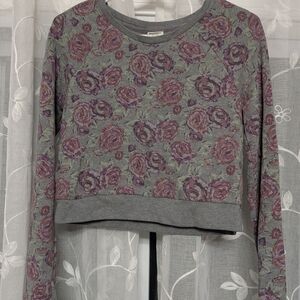 Abercrombie & Fitch Gray and Purple Floral Sweatshirt